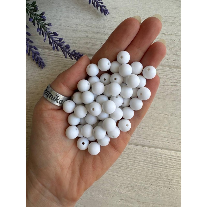 20 грам намистини круглі  " Акрил матовий С09010 " 10 мм білий
