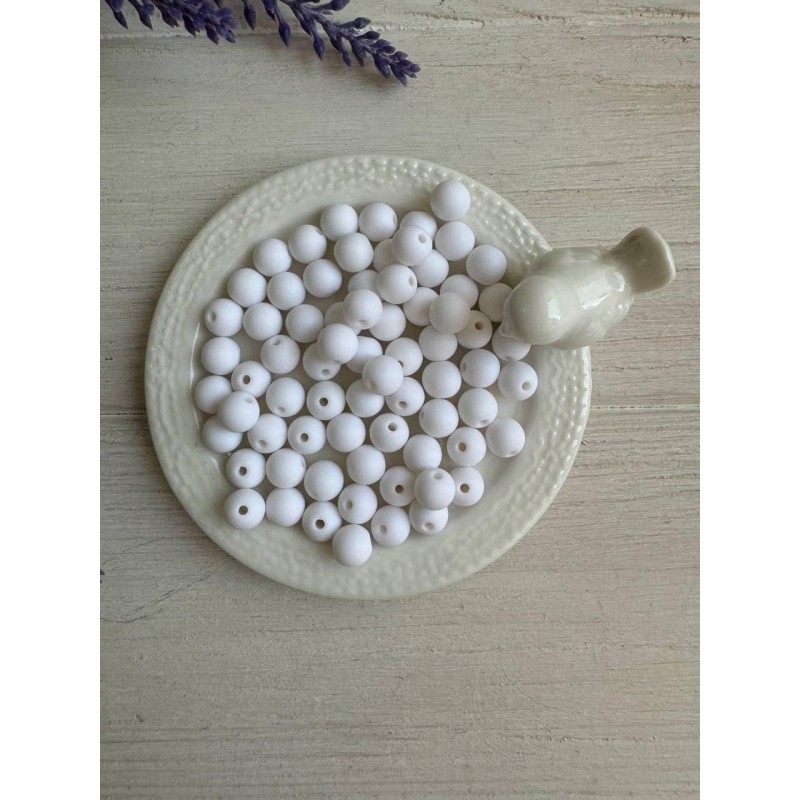 20 грам намистини круглі  " Акрил матовий С09008 " білий  8 мм