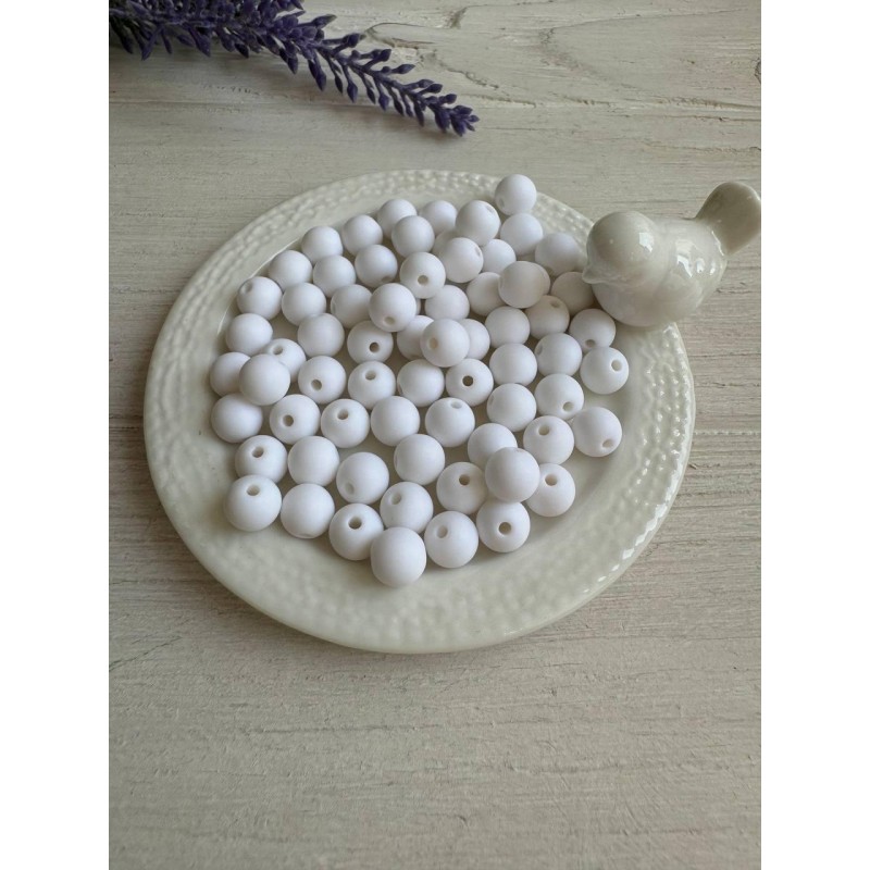 20 грам намистини круглі  " Акрил матовий С09008 " білий  8 мм