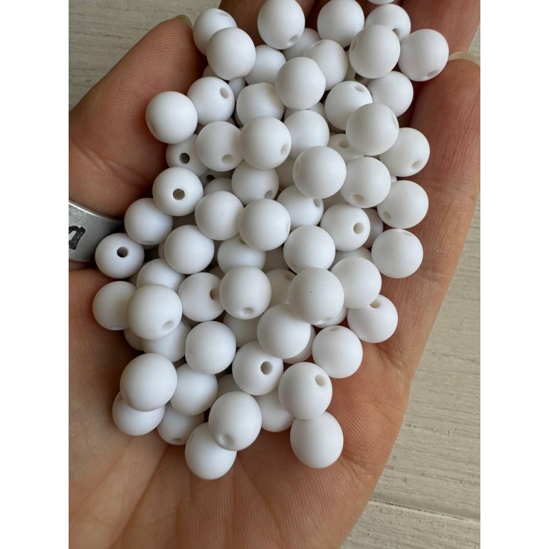20 грам намистини круглі  " Акрил матовий С09008 " білий  8 мм