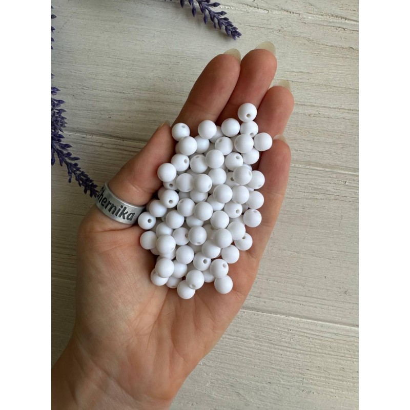 20 грам намистини круглі  " Акрил матовий С09008 " білий  8 мм