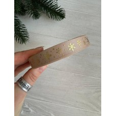 Репс  " Снежинки " 1.2  см имбирный       рулон 22.5 метра