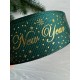 Репс  " Happy new year и снег  "  2,5 см темно зеленый       рулон 22.5 метра
