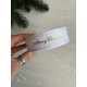 Репс  " Merry Christmas со звездочками  "  2,5 см белый       рулон 22.5 метра