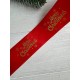 Атлас "  Merry Christmas со снежинками "  4 см  красный       рулон 22.5 метра