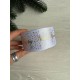 Атлас " Happy new year и снег "  4 см белый       рулон 22.5 метра