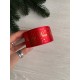 Атлас " Happy new year и снег "  4 см красный       рулон 22.5 метра