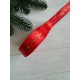 Атлас "Happy new year и снег  "  2,5 см красный       рулон 22.5 метра