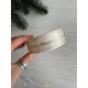 Атлас " Merry Christmas  со звездами  "  2,5 см  бежевый       рулон 22.5 метра