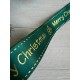 Атлас " Merry Christmas  и падуб   "  2,5 см  темно зеленый      рулон 22.5 метра