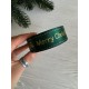 Атлас " Merry Christmas  и падуб   "  2,5 см  темно зеленый      рулон 22.5 метра