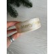 Атлас " Merry Christmas  и падуб   "  2,5 см  бежевый       рулон 22.5 метра