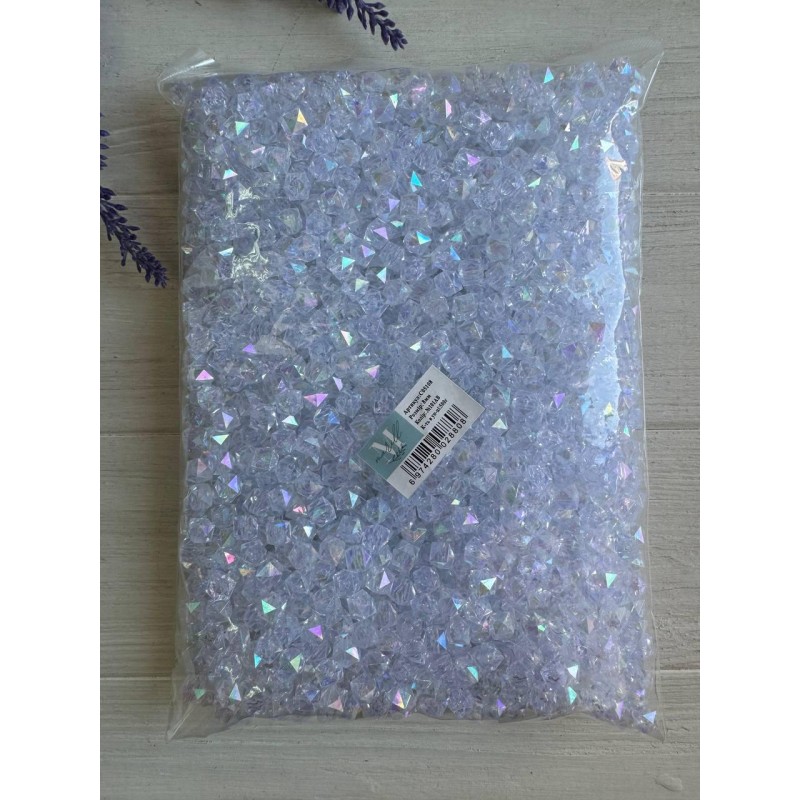 Намистини Куб  " Кришталеві Хамелеон " 8 мм,  білі  500 грам