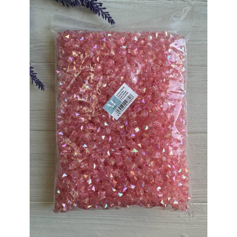 Намистини Куб " Кришталеві Хамелеон "  8 мм,  рожеві  500 грам