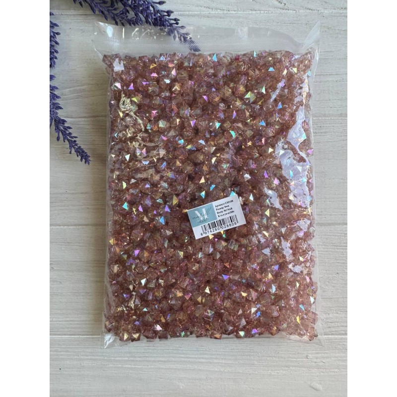 Намистини Куб " Кришталеві Хамелеон "  8 мм, пильна троянда   500 грам