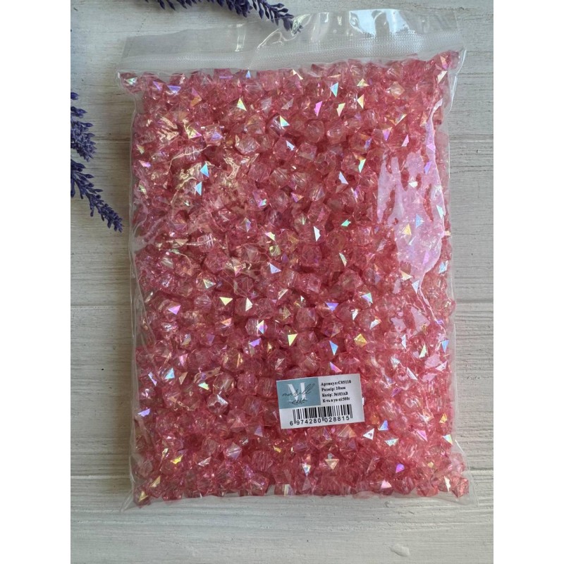 Намистини Куб " Кришталеві Хамелеон " 10 мм, рожеві   500 грам