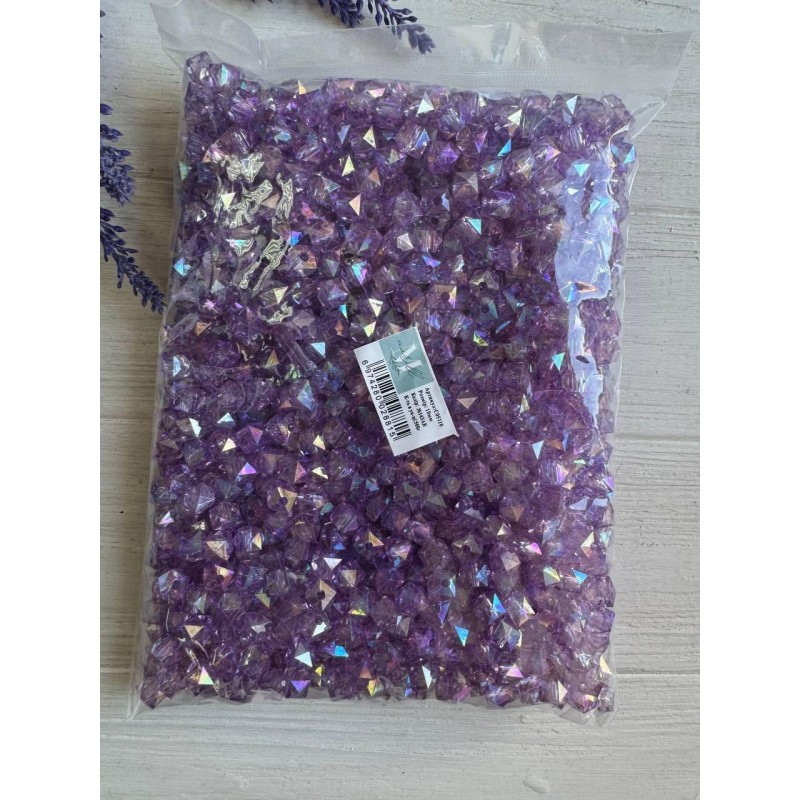 Намистини Куб " Кришталеві Хамелеон "  10 мм,  фіолетові  500 грам