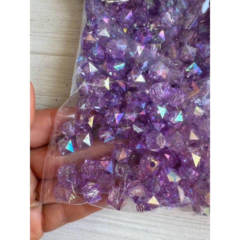 Намистини Куб " Кришталеві Хамелеон "  10 мм,  фіолетові  500 грам