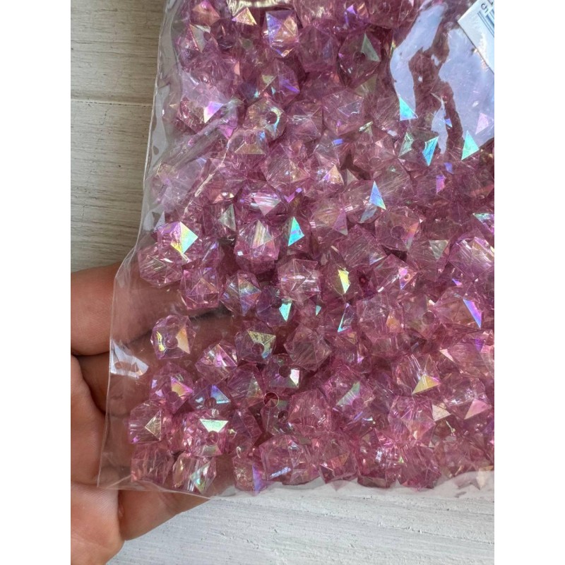 Намистини Куб " Кришталеві Хамелеон " 10 мм,  бузкові   500 грам