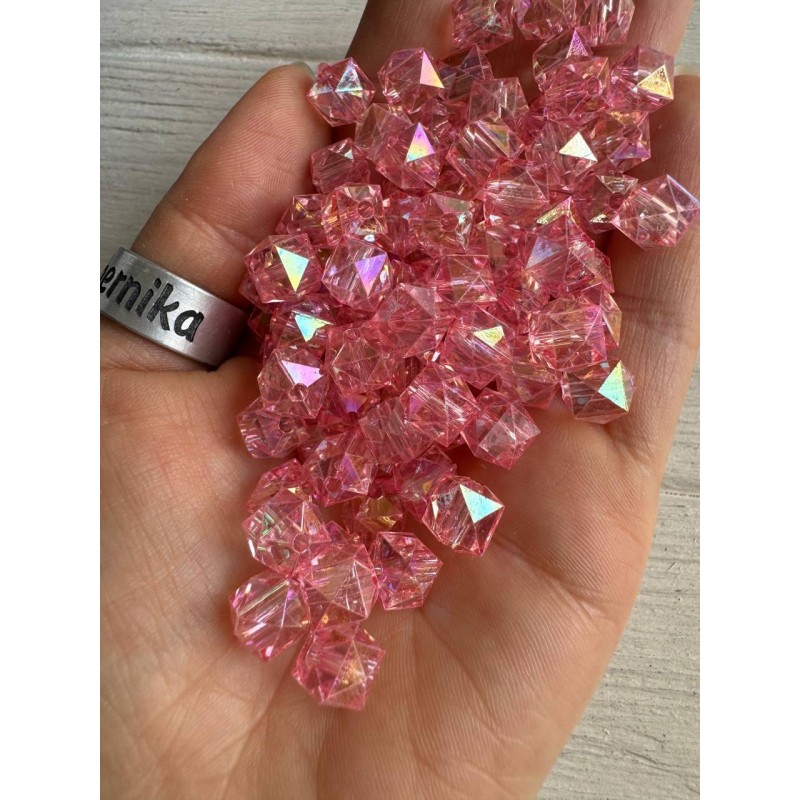 Намистини Куб " Кришталеві Хамелеон "  8 мм,  рожеві  500 грам