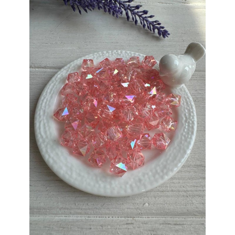 Намистини Куб " Кришталеві Хамелеон "  8 мм,  рожеві  500 грам