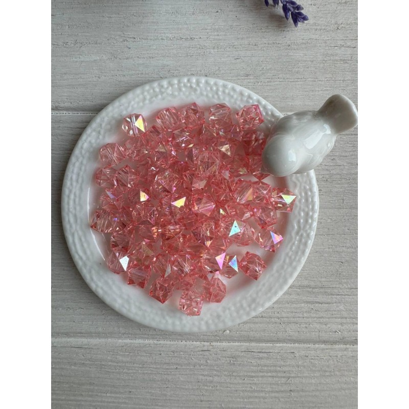 Намистини Куб " Кришталеві Хамелеон "  8 мм,  рожеві  500 грам