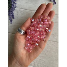 Бусины  " Хрустальные Хамелеон  "  Куб  8 мм ,  розовые         500 грамм