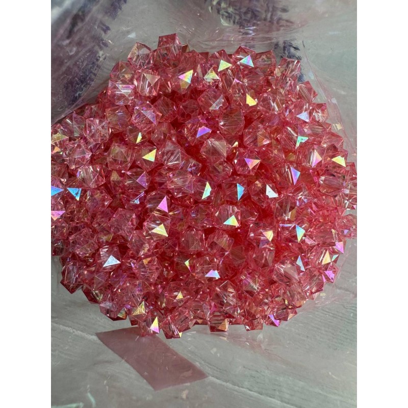 Намистини Куб " Кришталеві Хамелеон "  8 мм,  рожеві  500 грам