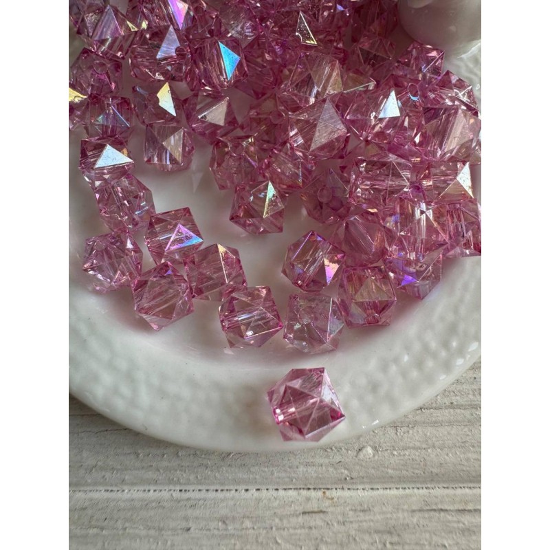 Намистини Куб " Кришталеві Хамелеон "  8 мм, бузкові   500 грам