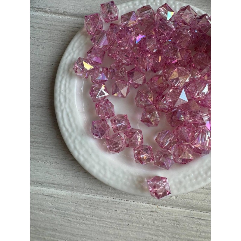 Намистини Куб " Кришталеві Хамелеон "  8 мм, бузкові   500 грам