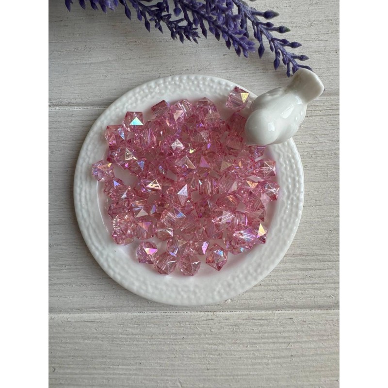 Намистини Куб " Кришталеві Хамелеон "  8 мм, бузкові   500 грам