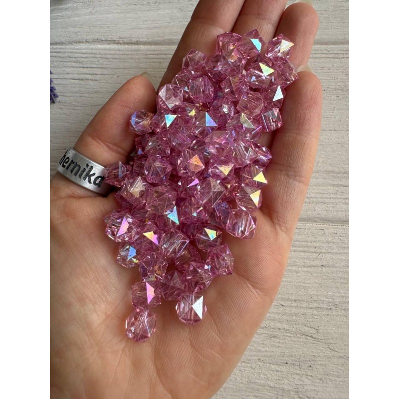 Намистини Куб " Кришталеві Хамелеон "  8 мм, бузкові   500 грам