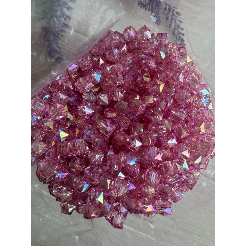 Намистини Куб " Кришталеві Хамелеон "  8 мм, бузкові   500 грам