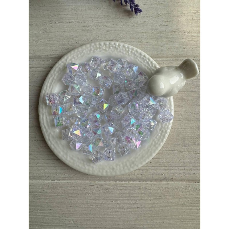 Намистини Куб  " Кришталеві Хамелеон " 8 мм,  білі  500 грам