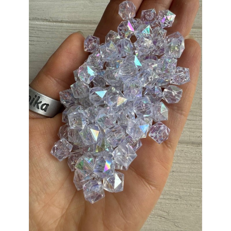 Намистини Куб  " Кришталеві Хамелеон " 8 мм,  білі  500 грам