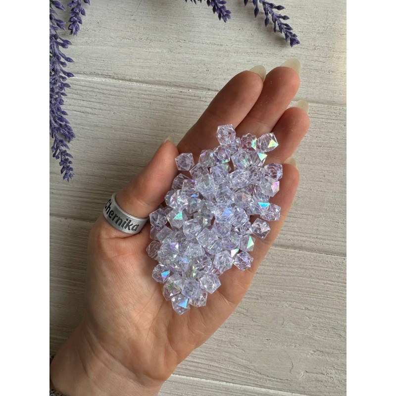 Намистини Куб  " Кришталеві Хамелеон " 8 мм,  білі  500 грам