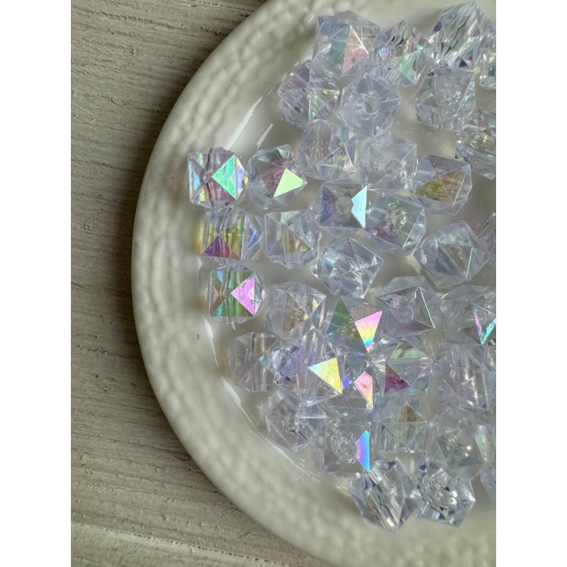 Намистини Куб  " Кришталеві Хамелеон " 8 мм,  білі  500 грам