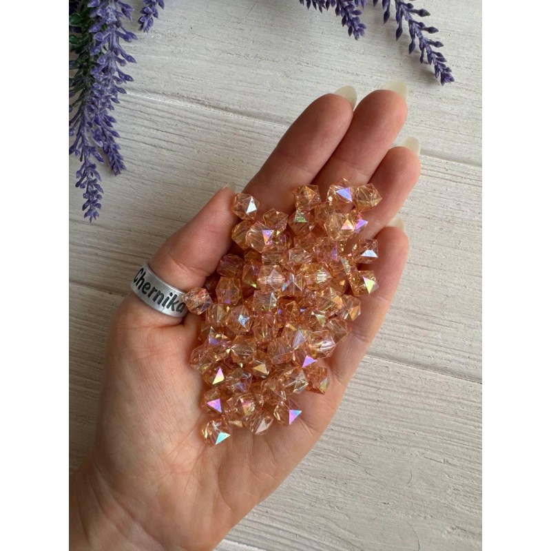 Намистини Куб  " Кришталеві Хамелеон "  8 мм,   карамель  500 грам