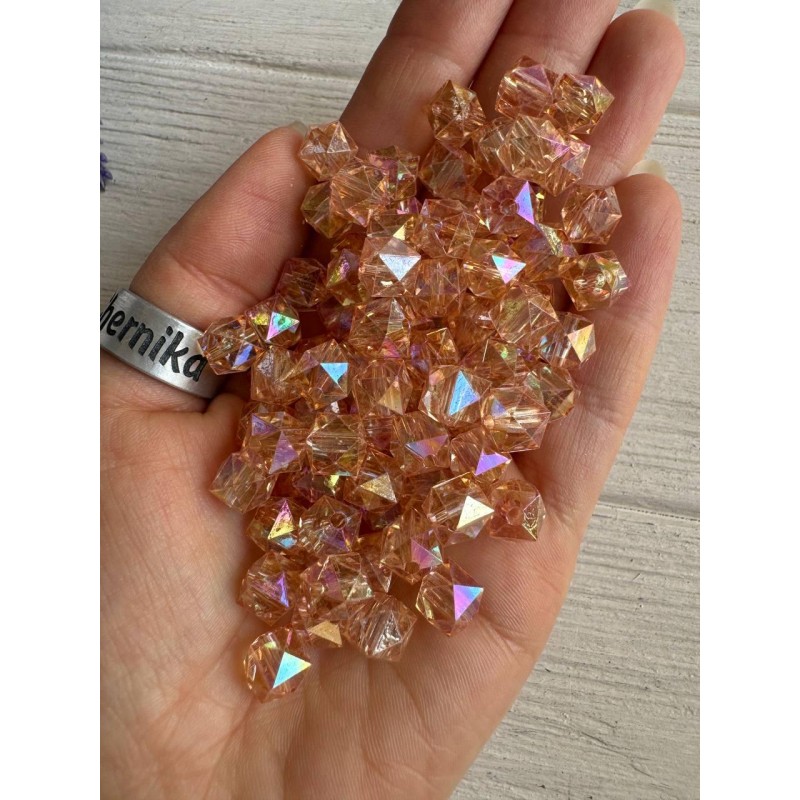 Намистини Куб  " Кришталеві Хамелеон "  8 мм,   карамель  500 грам
