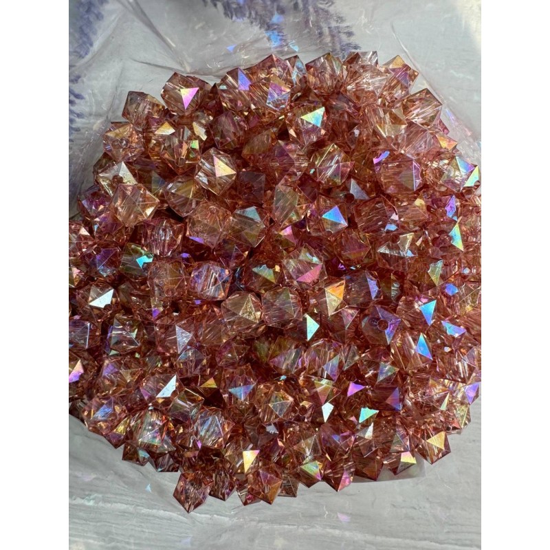 Намистини Куб " Кришталеві Хамелеон "  8 мм, пильна троянда   500 грам
