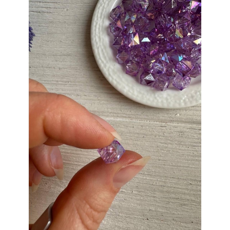 Намистини Куб " Кришталеві Хамелеон "  8 мм,  фіолетові   500 грам