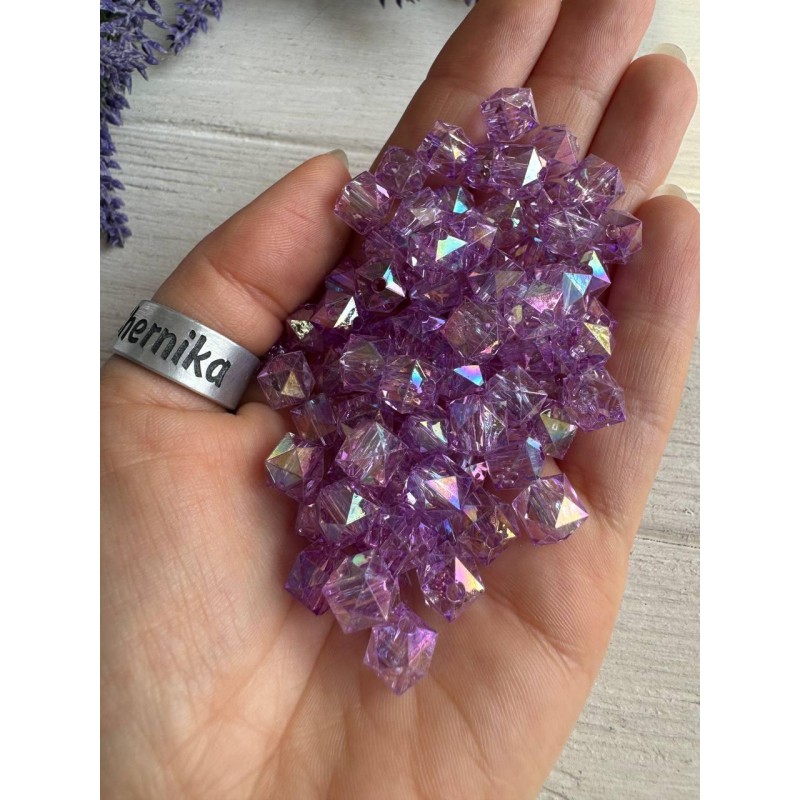 Намистини Куб " Кришталеві Хамелеон "  8 мм,  фіолетові   500 грам