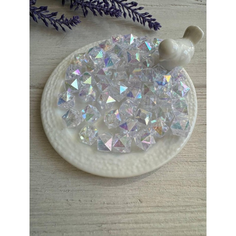 Намистини Куб " Кришталеві Хамелеон " 10 мм,  білі   500 грам