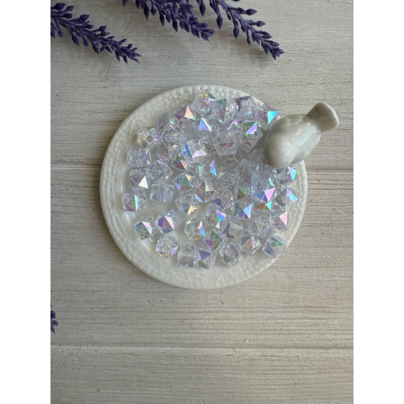 Намистини Куб " Кришталеві Хамелеон " 10 мм,  білі   500 грам