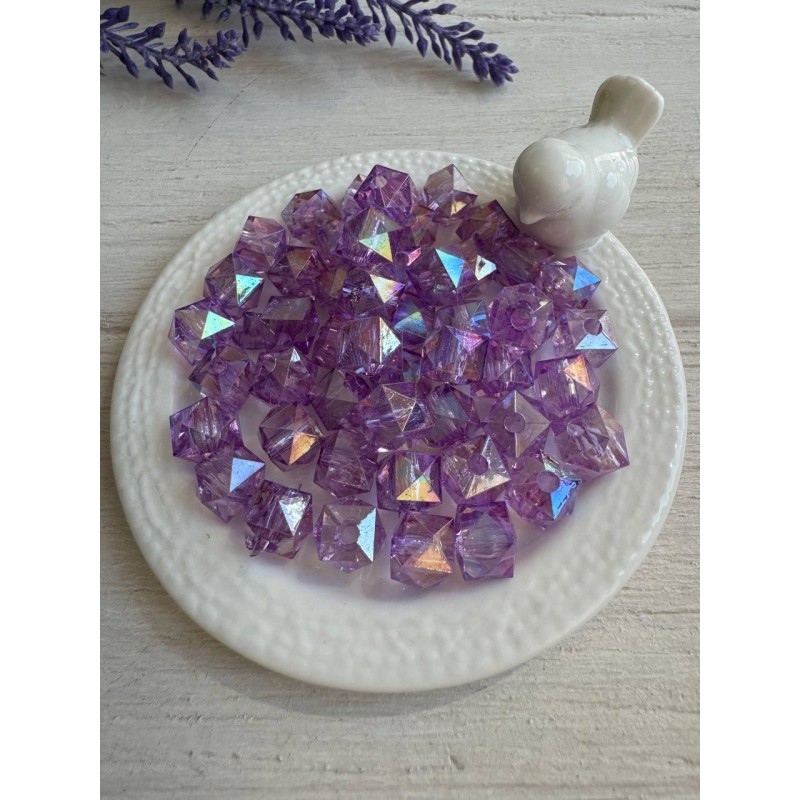 Намистини Куб " Кришталеві Хамелеон "  10 мм,  фіолетові  500 грам