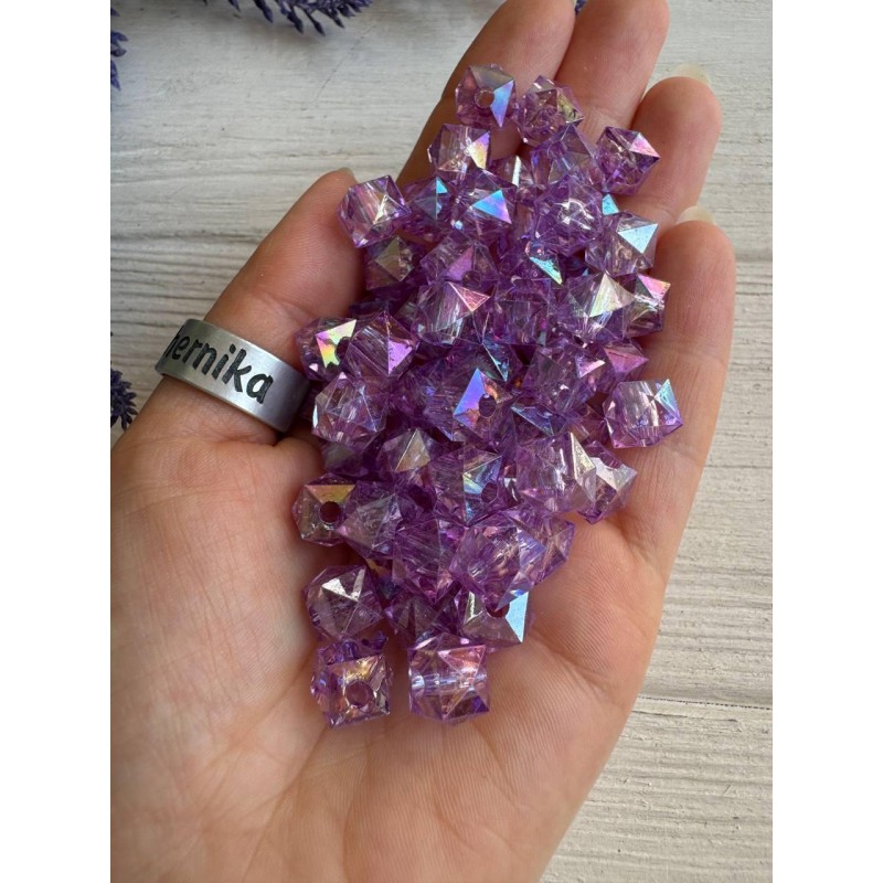 Намистини Куб " Кришталеві Хамелеон "  10 мм,  фіолетові  500 грам