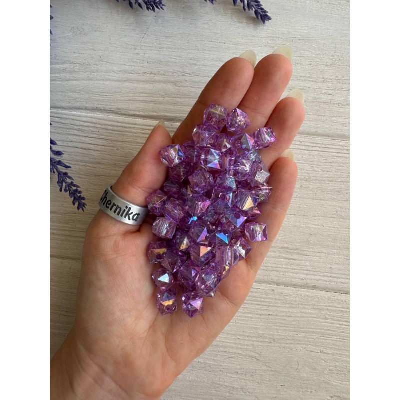Намистини Куб " Кришталеві Хамелеон "  10 мм,  фіолетові  500 грам