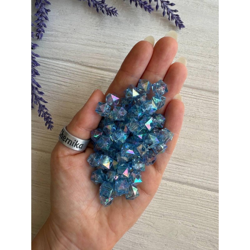 Намистини Куб " Кришталеві Хамелеон "  10 мм, голубі    500 грам