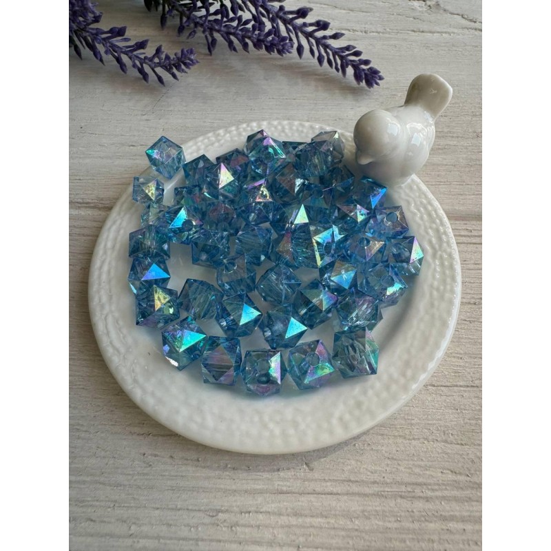 Намистини Куб " Кришталеві Хамелеон "  10 мм, голубі    500 грам