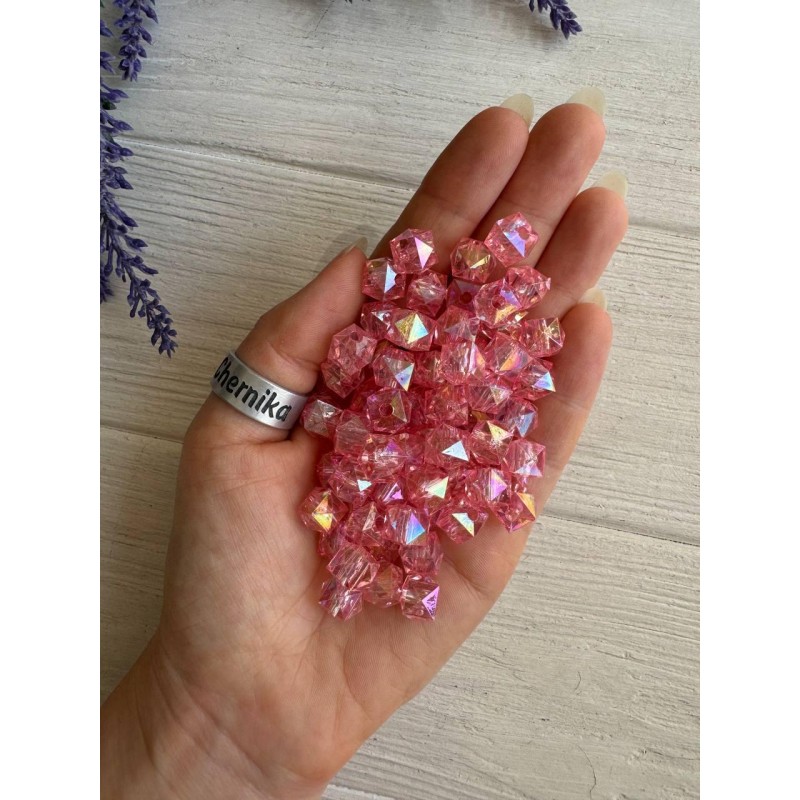 Намистини Куб " Кришталеві Хамелеон " 10 мм, рожеві   500 грам